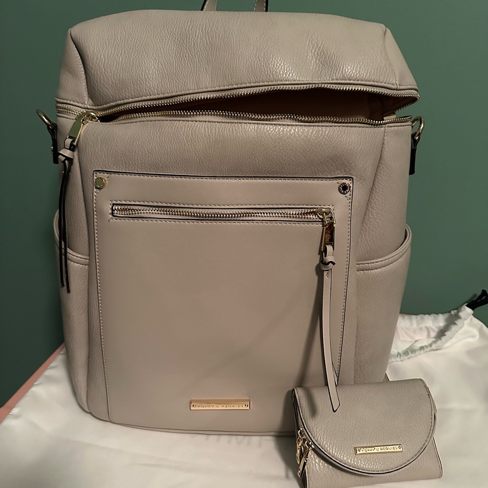 Poppy and Peonies Elegant “Fog” Backpack and Pouch Set